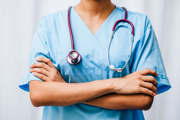 Doctor with stethoscope around neck