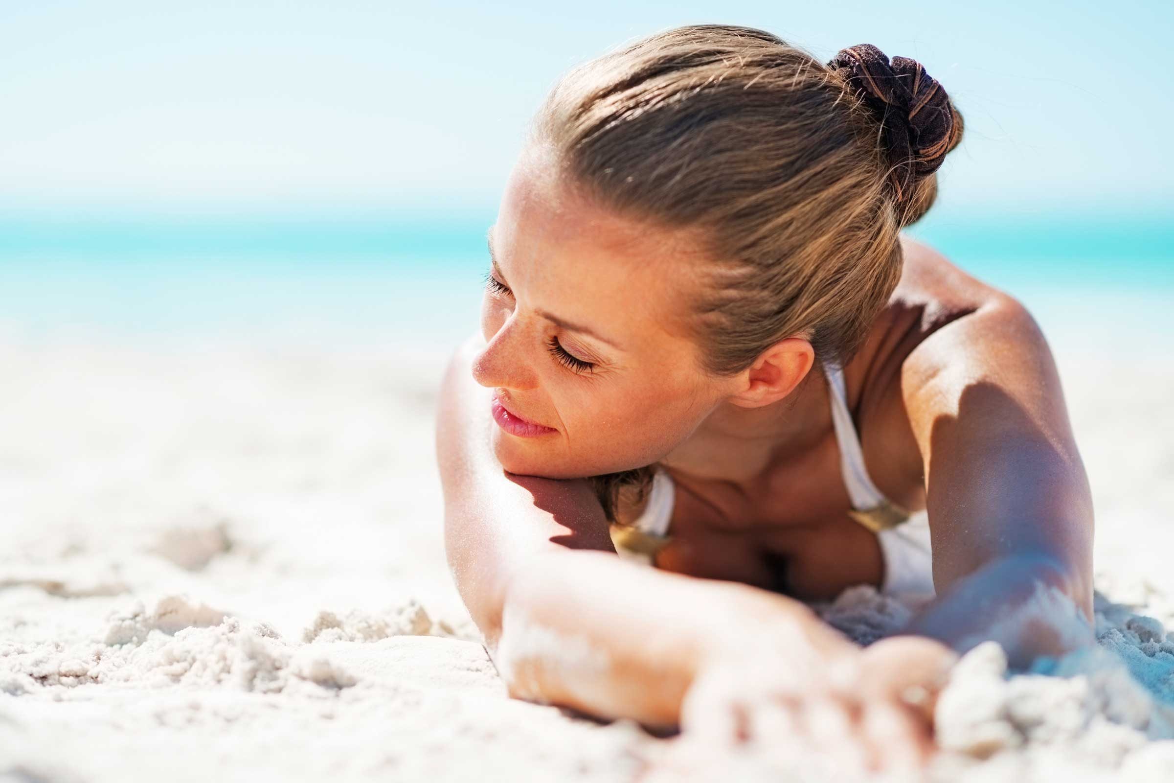 woman tanning