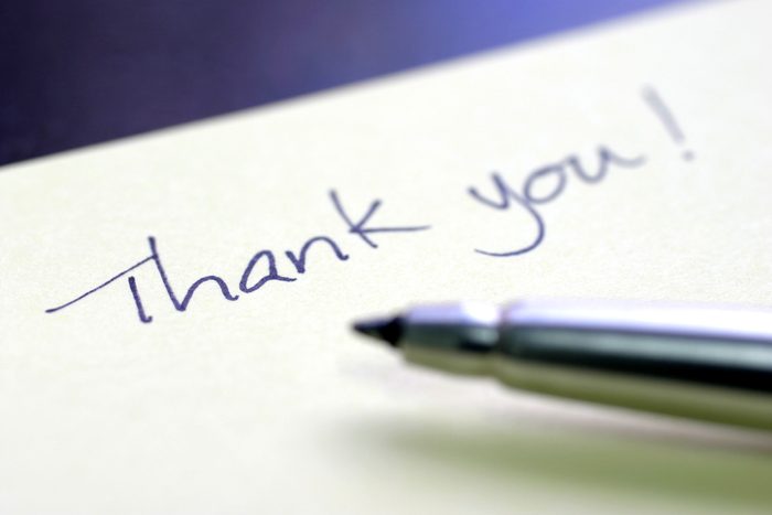 thank you note and pen