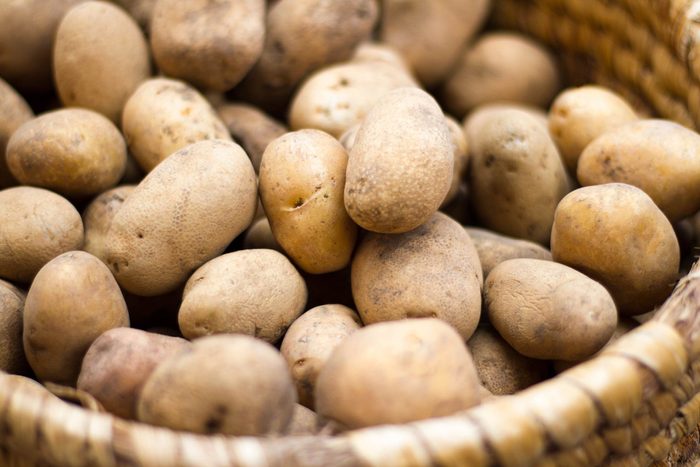 wicker basket of potatoes