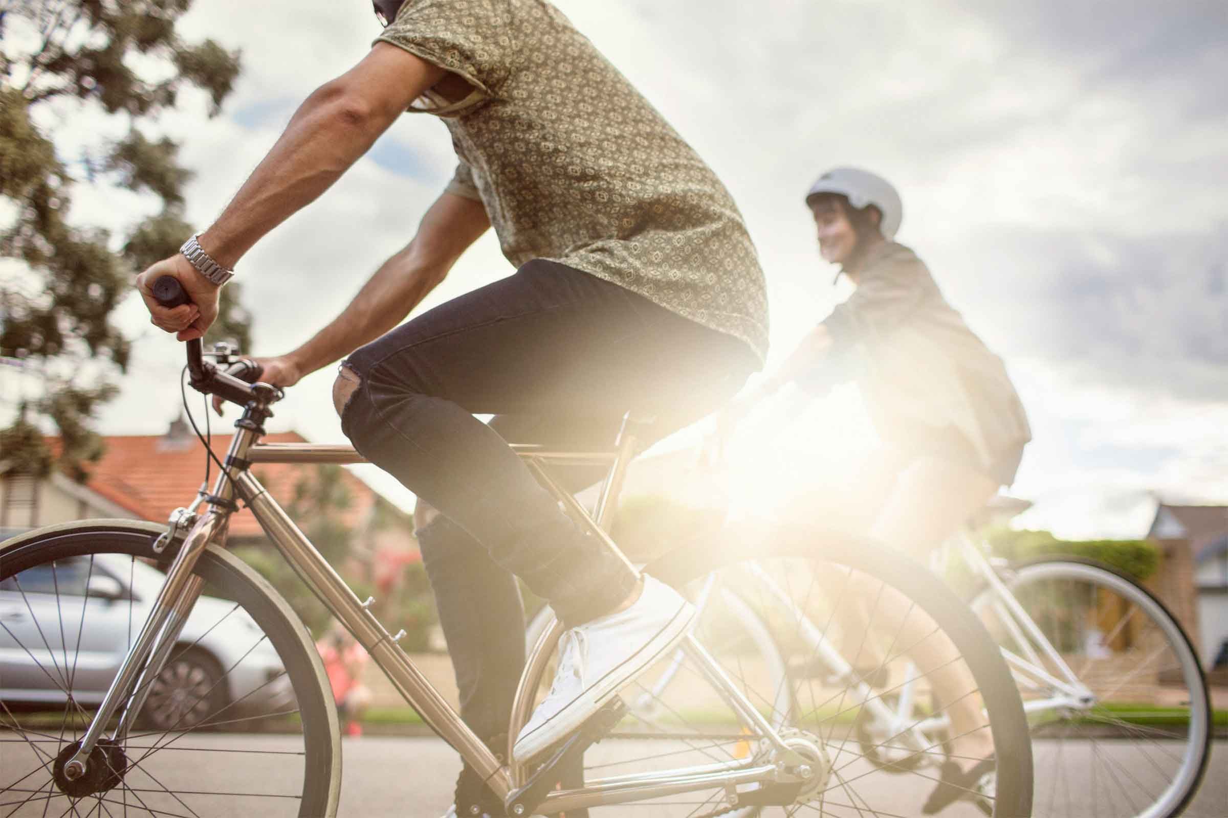 People commuting on bicycles