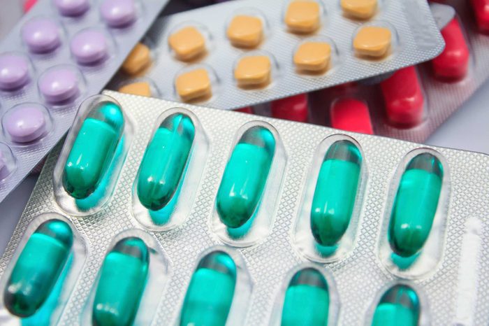 Packets of over-the-counter medication.