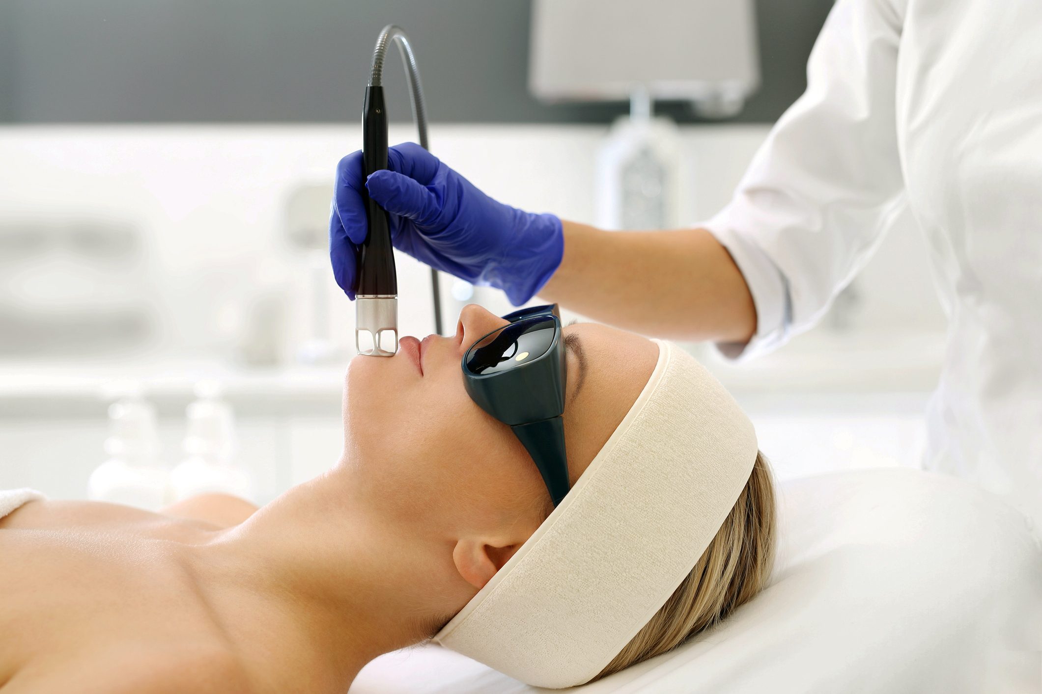 medical laser treatment on face