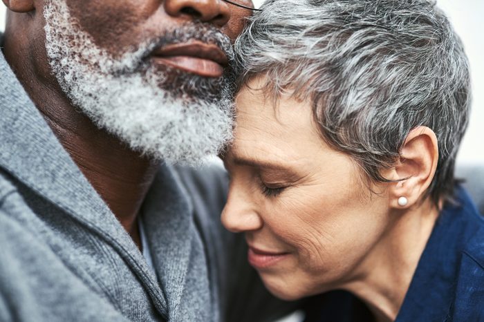 affectionate senior couple embracing each other