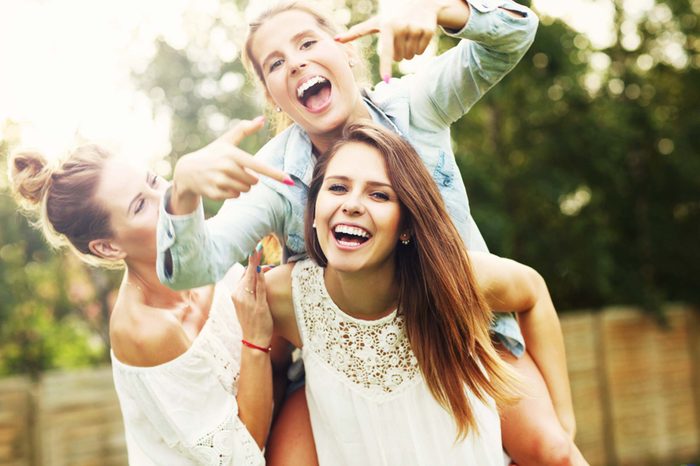 Three girlfriends having fun