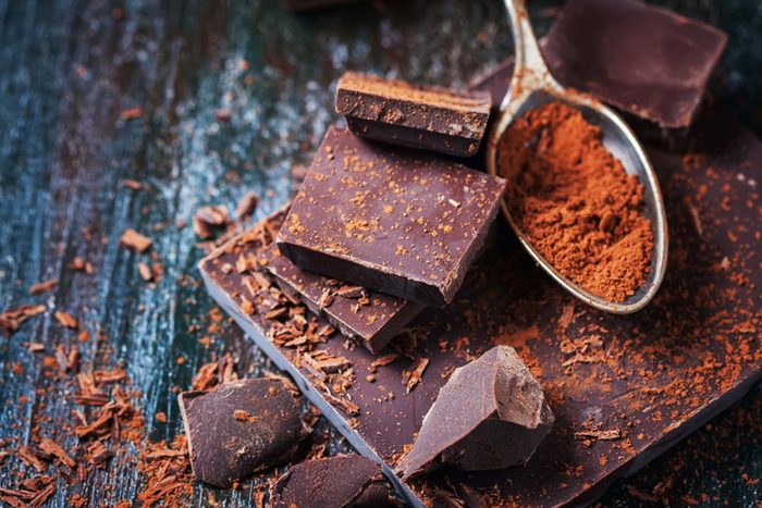 close up pieces of dark chocolate