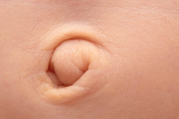 close up of an outie belly button