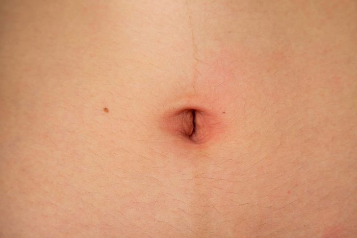 close up of a belly button