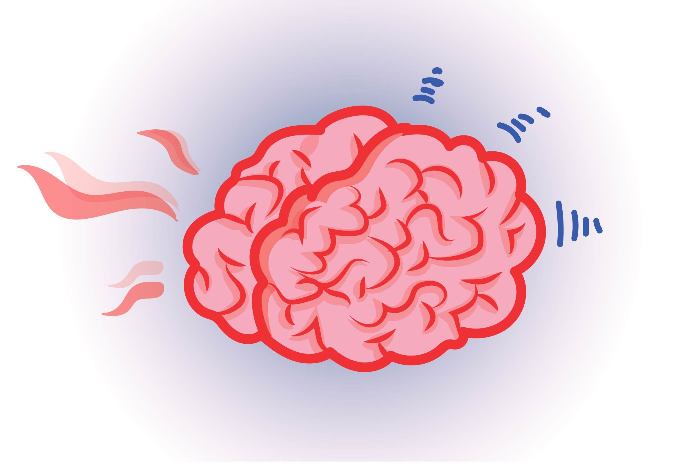 Graphic of human brain with brain waves 