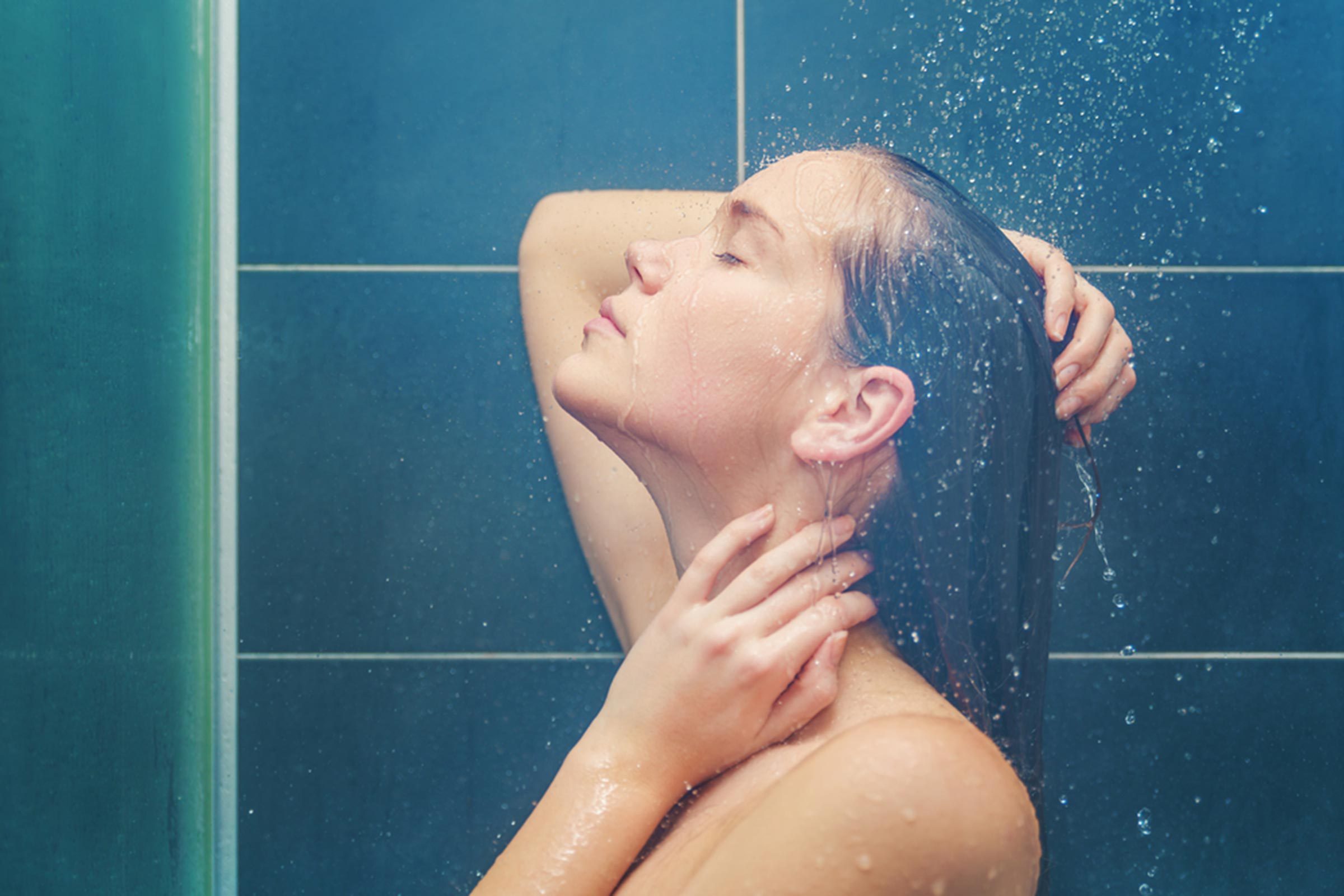 Woman in the shower.