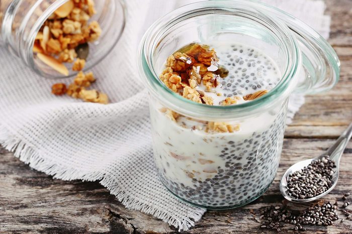 Chia seeds over Greek yogurt