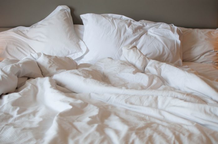 unmade bed