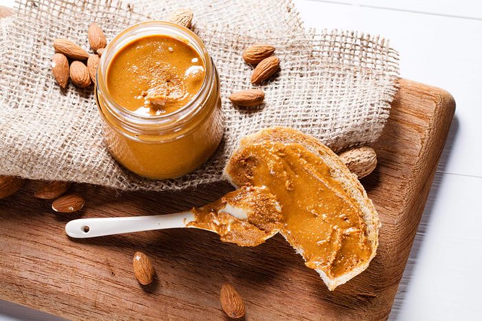 Peanut butter and slice of bread