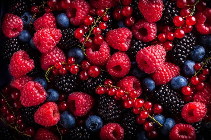 raspberries and blueberries
