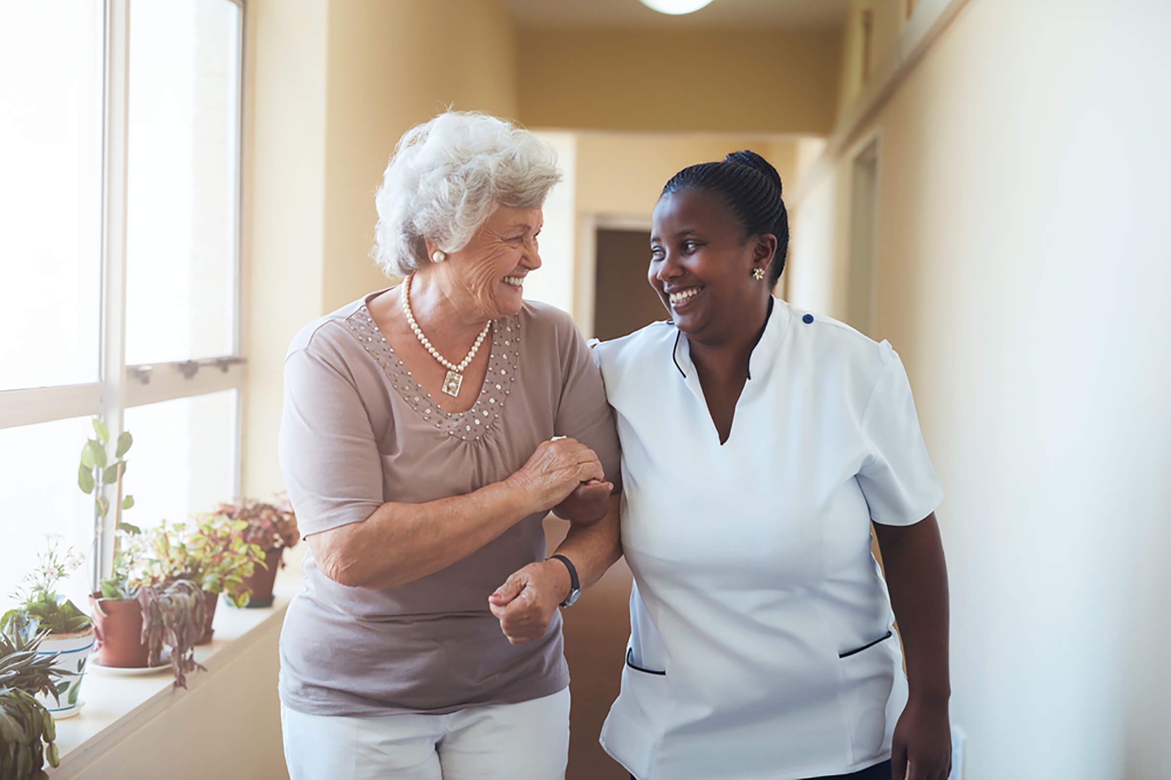 patient advocate walking with patient