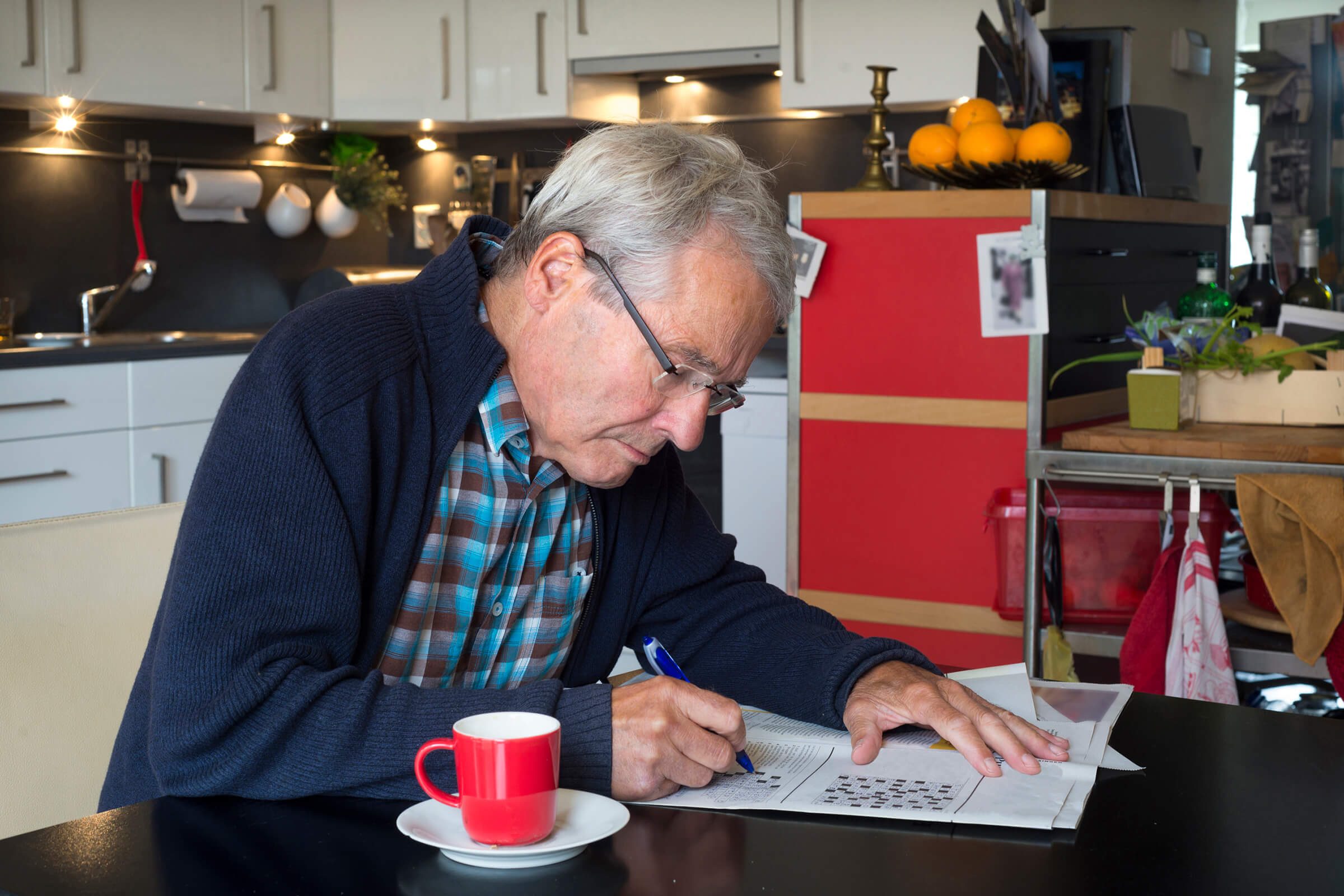 Man solving puzzle