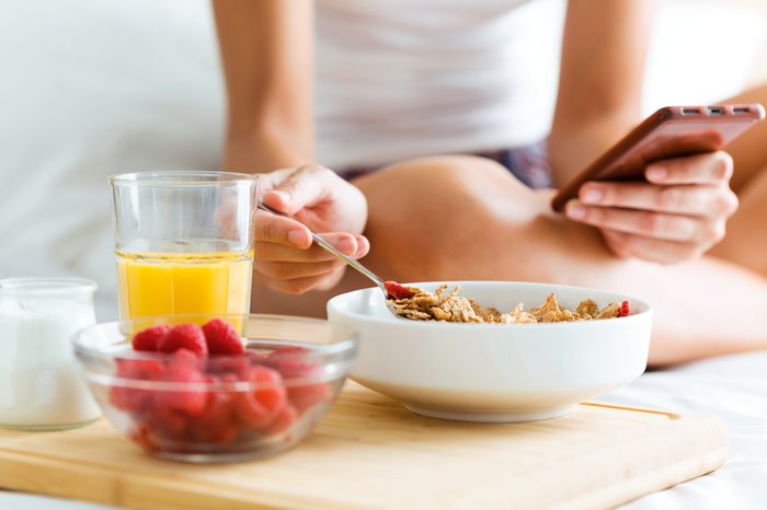 breakfast and cell phone