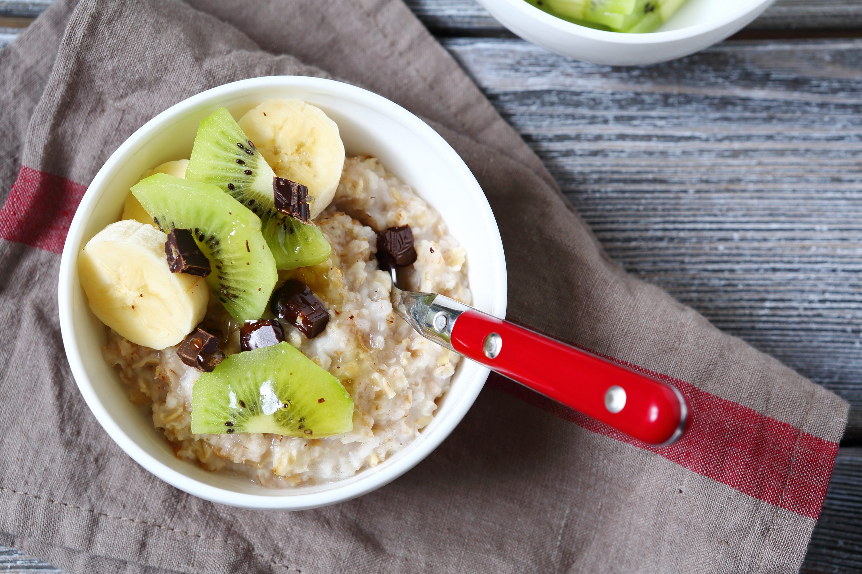 bowl of instant oatmeal from above
