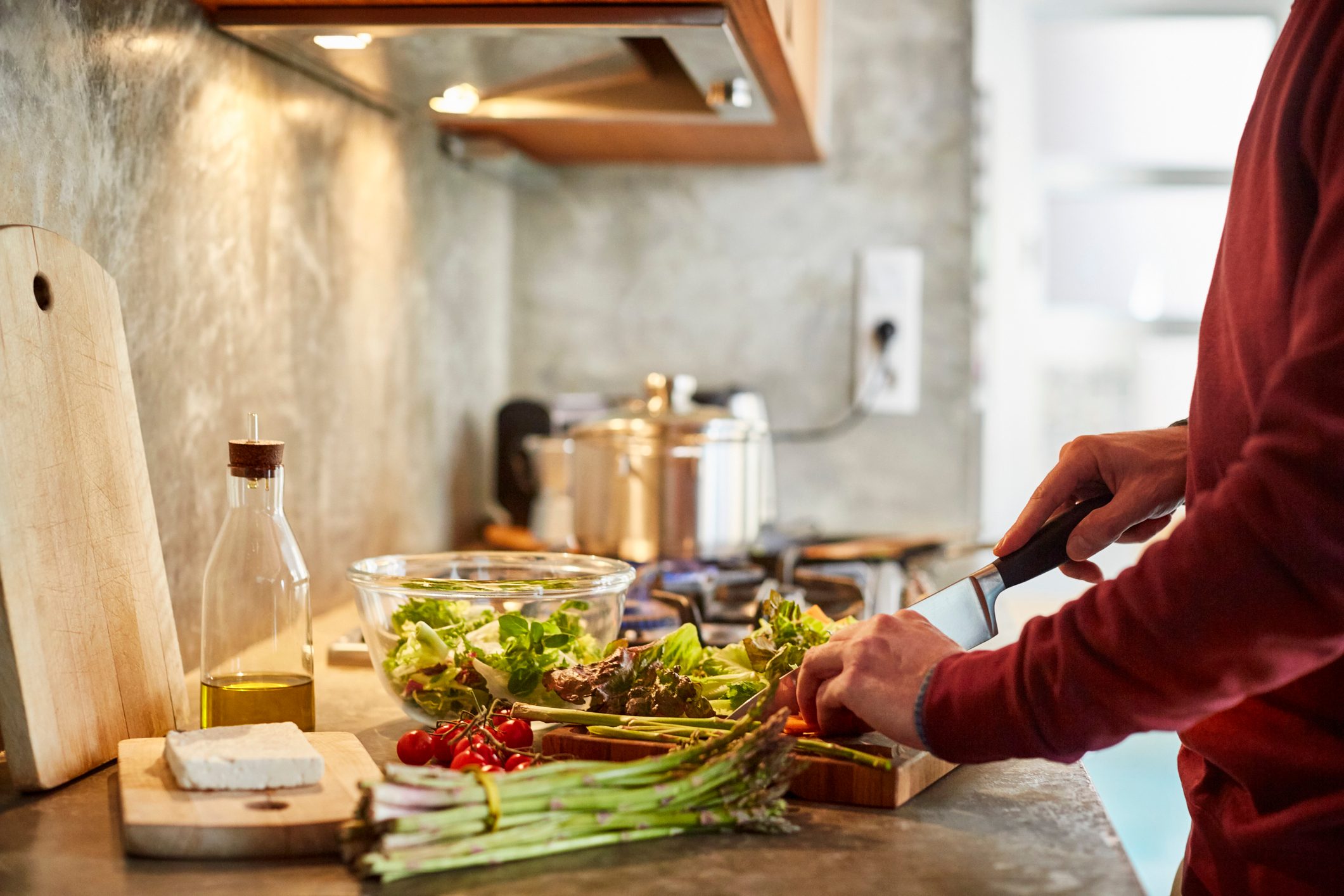 man preparing a healthy meal