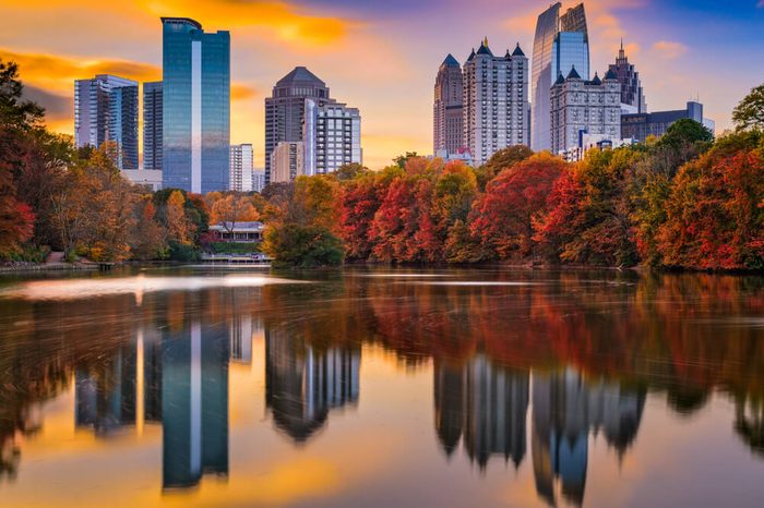 Atlanta, Georgia, USA Piedmont Park skyline in autumn.