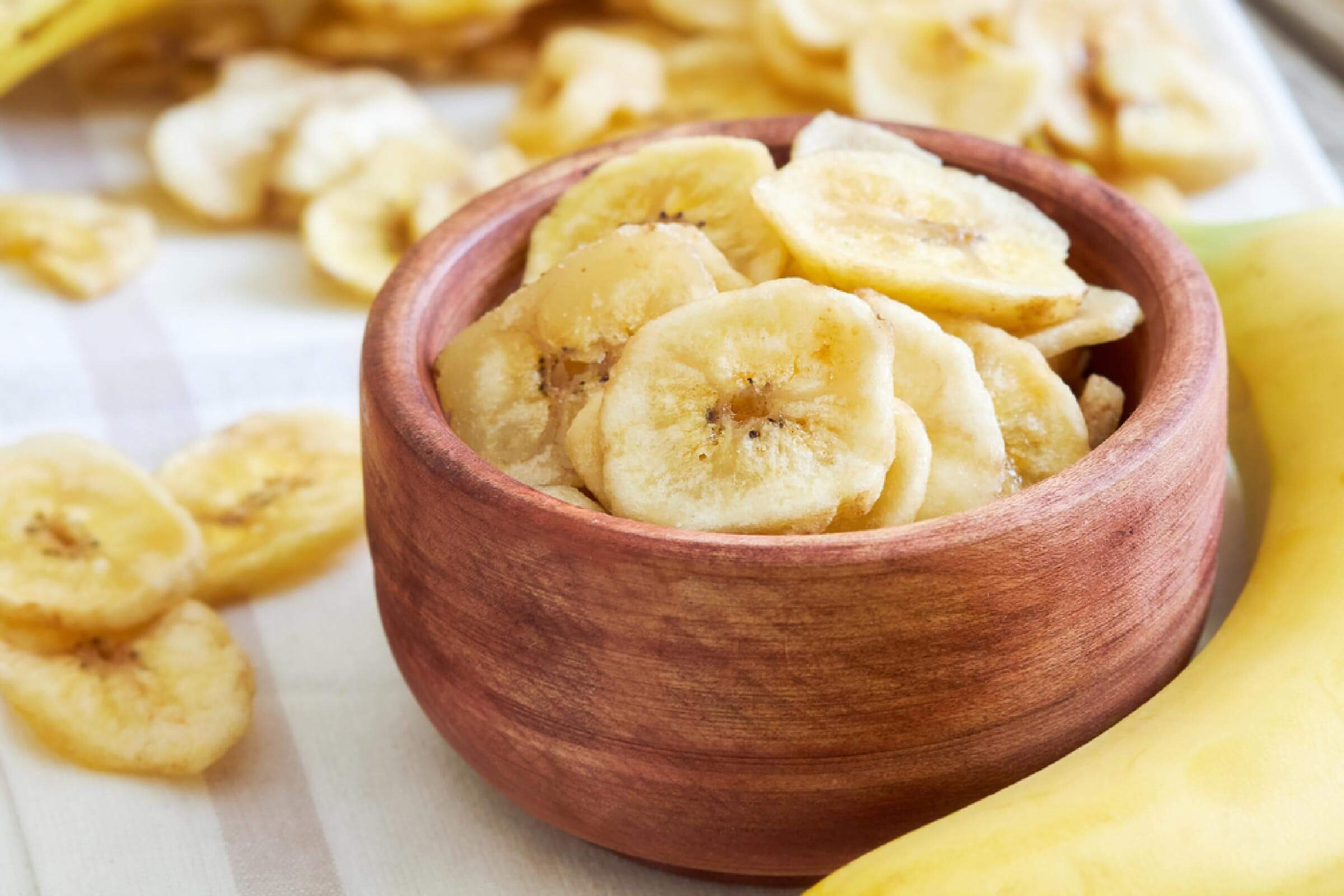 Bowl of dried banana chips