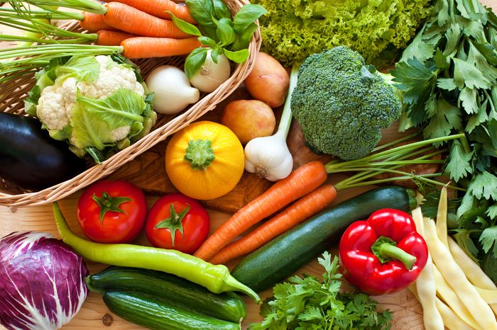 raw healthy fruits and vegetables