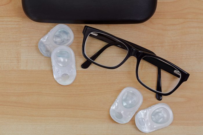 eye glasses and contacts overhead