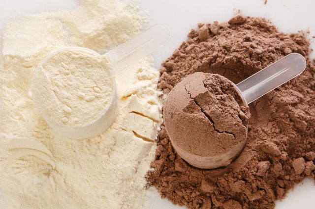 chocolate and vanilla protein powders