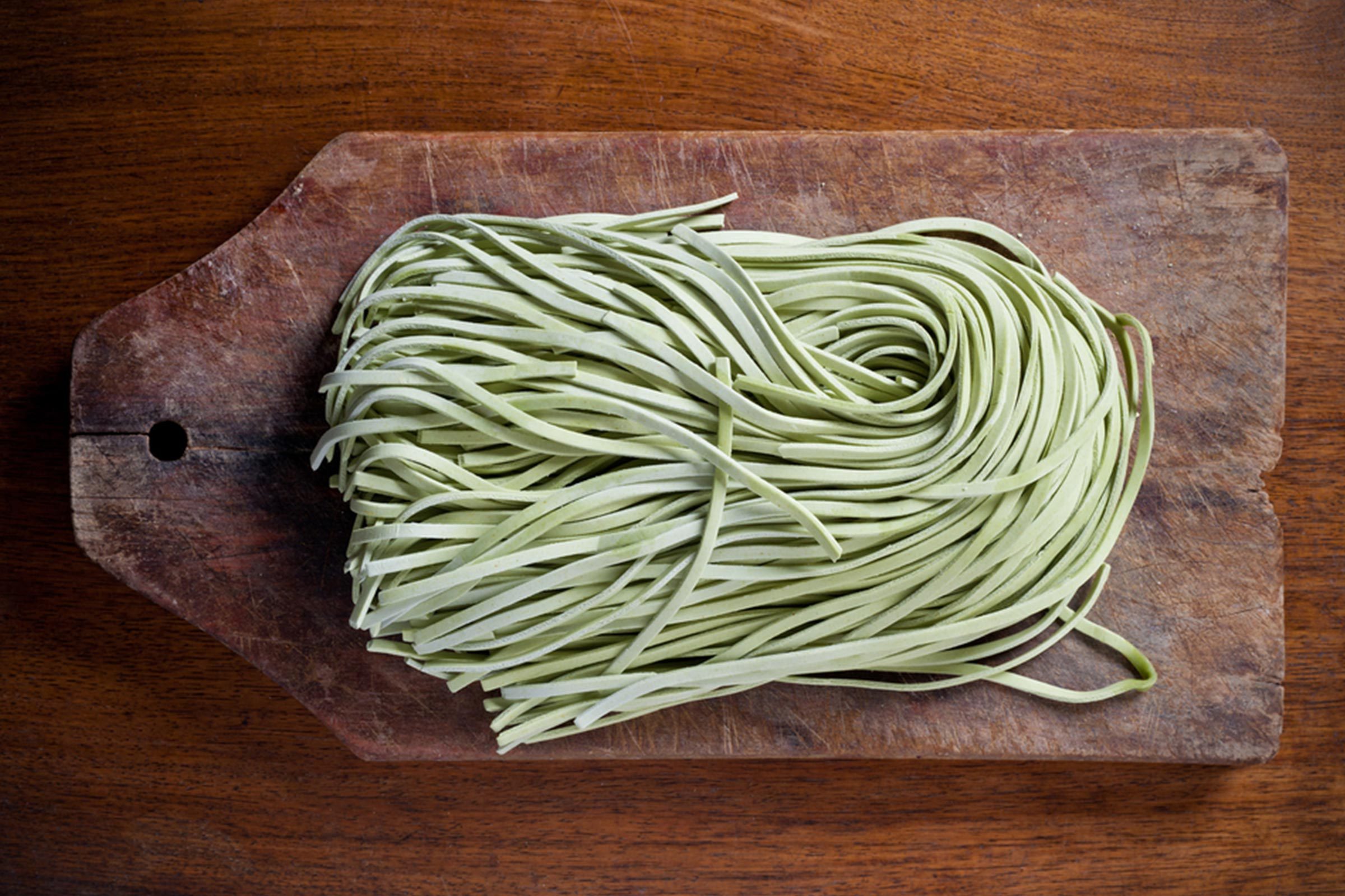 uncooked green pasta