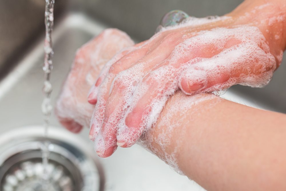 Hygiene. Cleaning Hands. Washing hands with soap