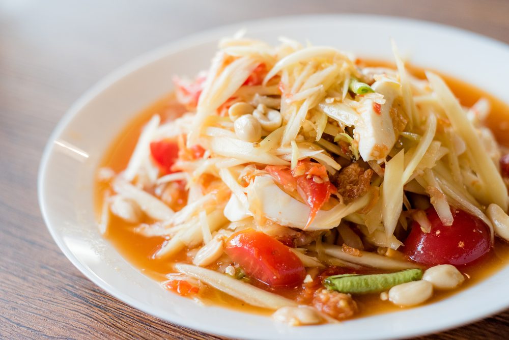 papaya salad or Som Tum, Thai food