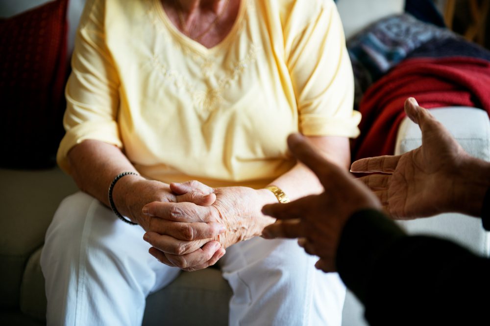 Senior people talking