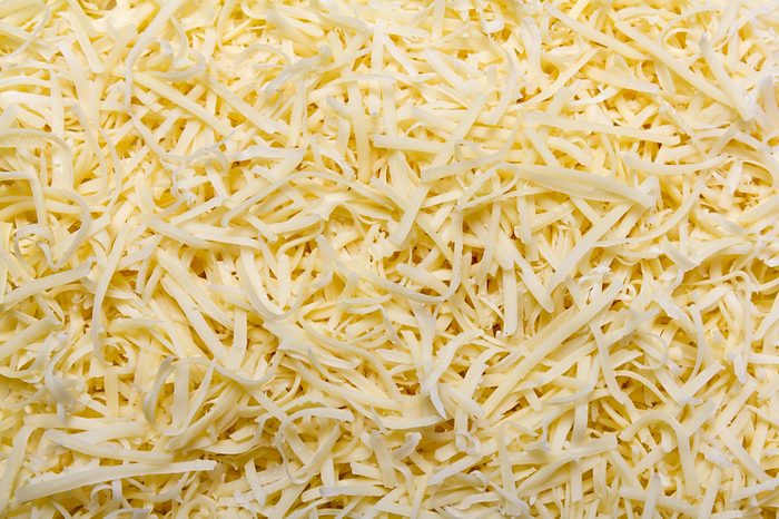 close-up of shredded mozzarella