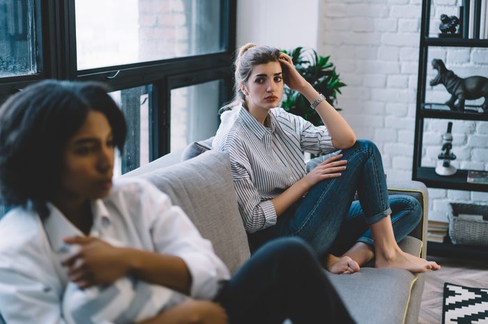 Young woman worries about conflict with another woman 