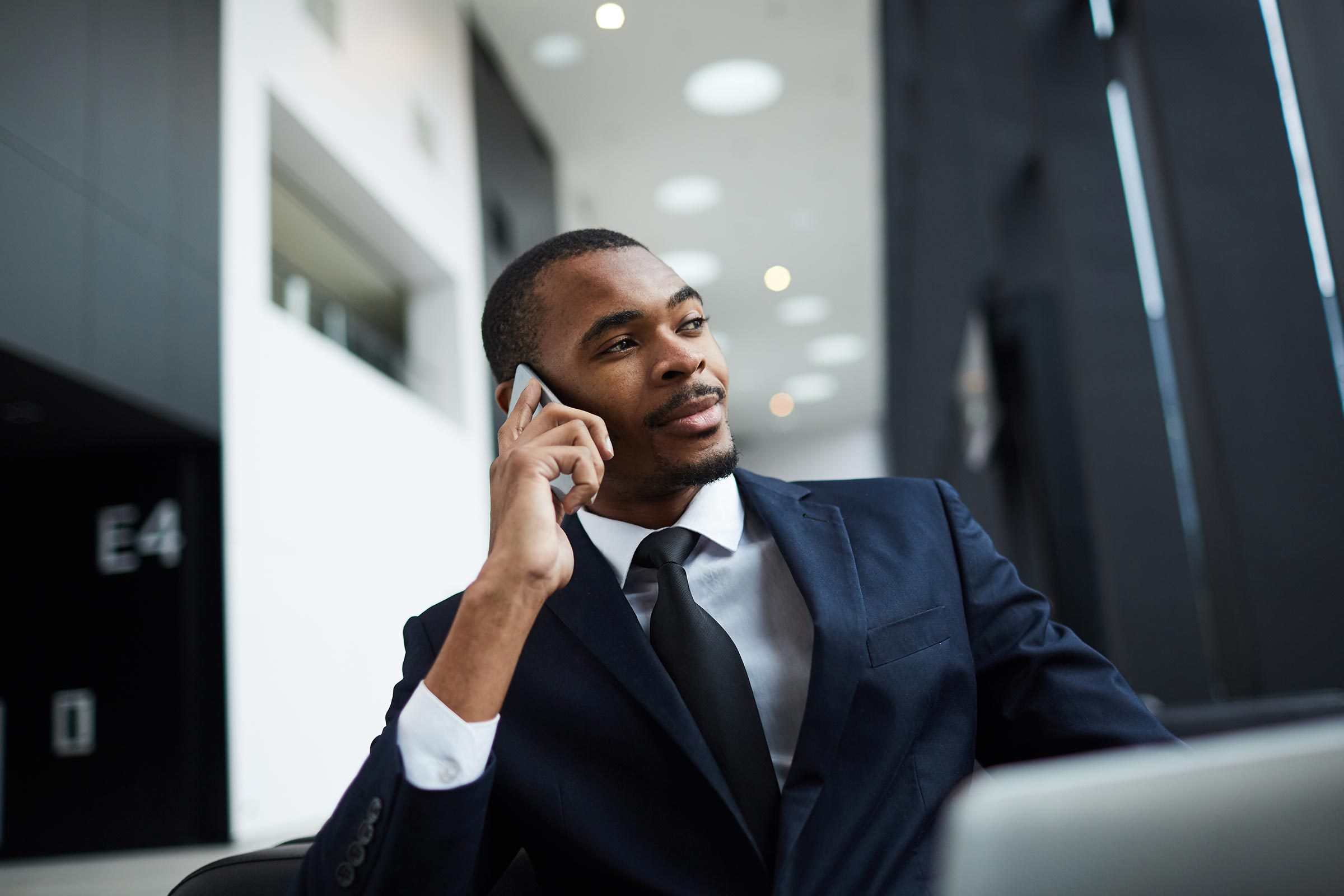 African American businessman on the phone