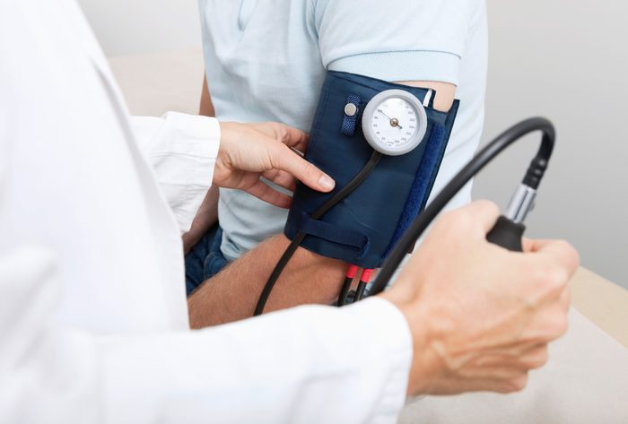 measuring blood pressure close up