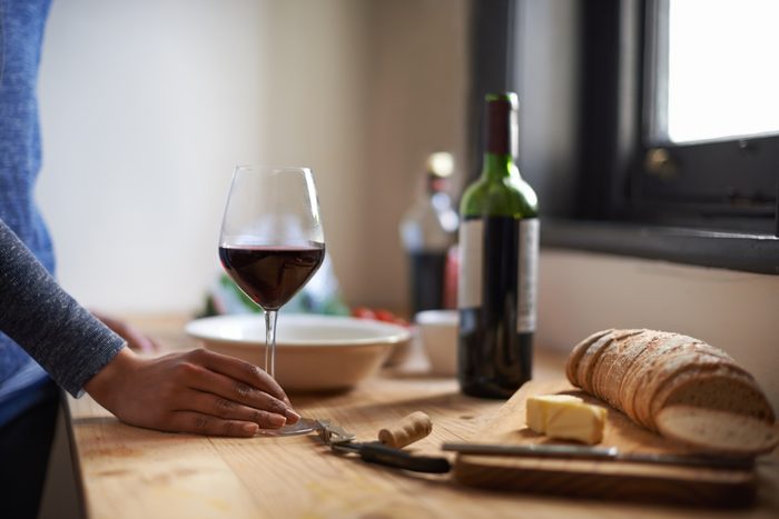 red wine on table at home