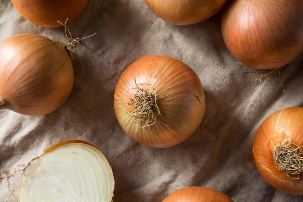 Raw Organic Yellow Sweet Onions Ready to Cook