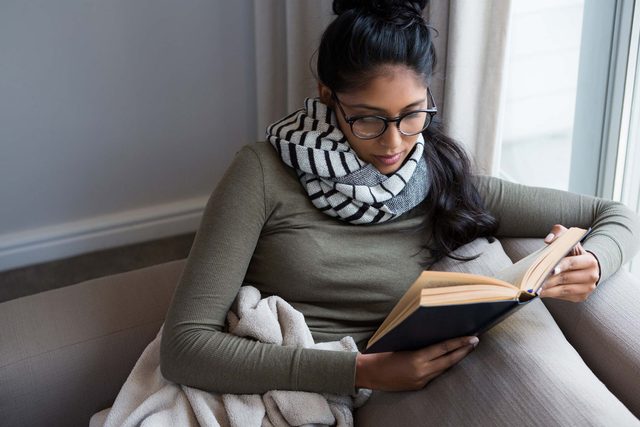woman reading a book