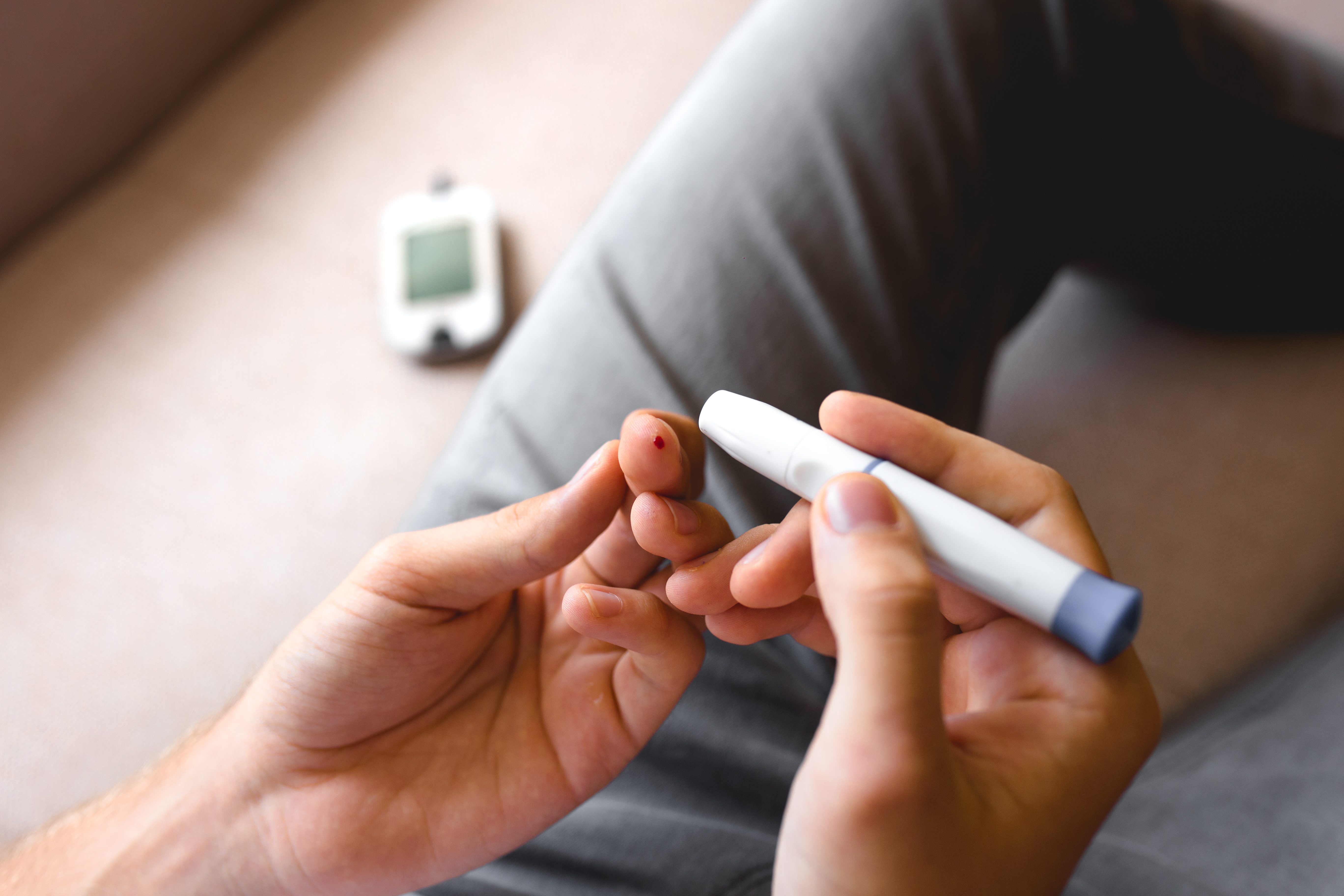 testing finger for blood sugar level