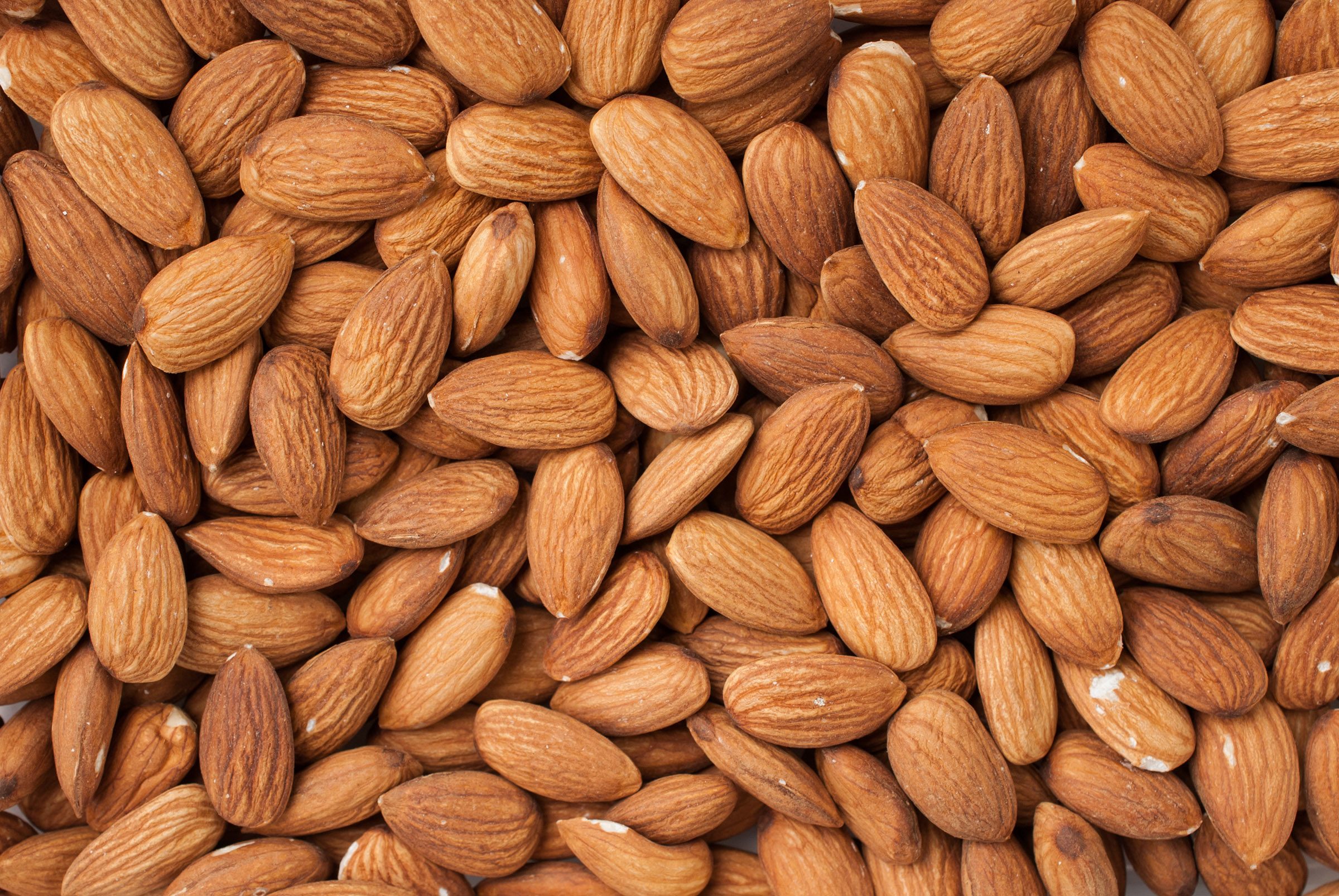 Peeled almonds closeup