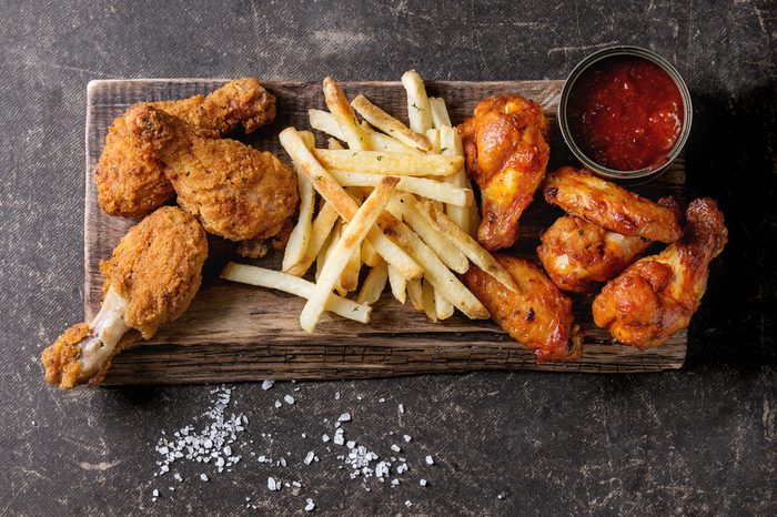 Fried chicken legs with french fries