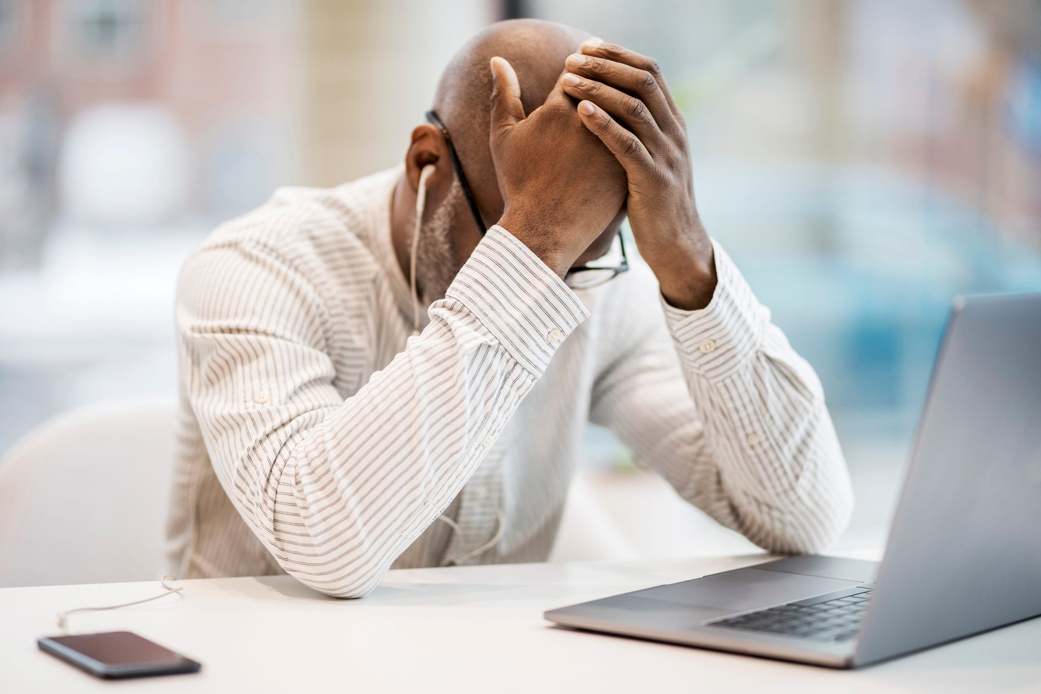 tired businessman at work