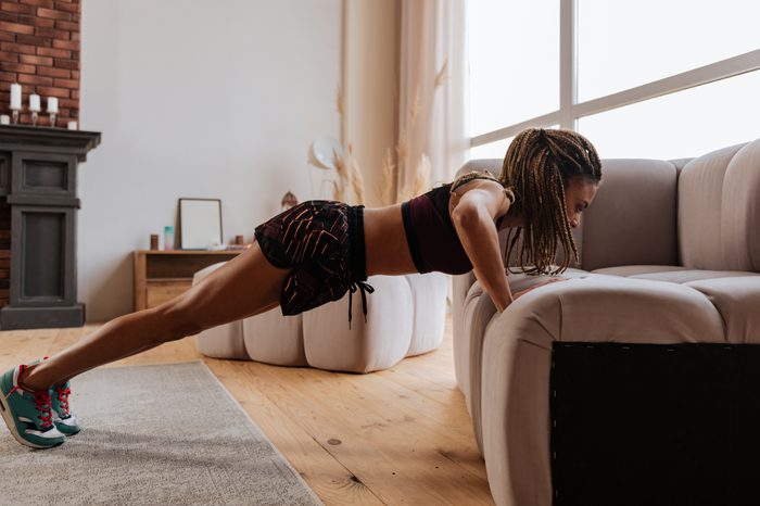 at home workout using couch