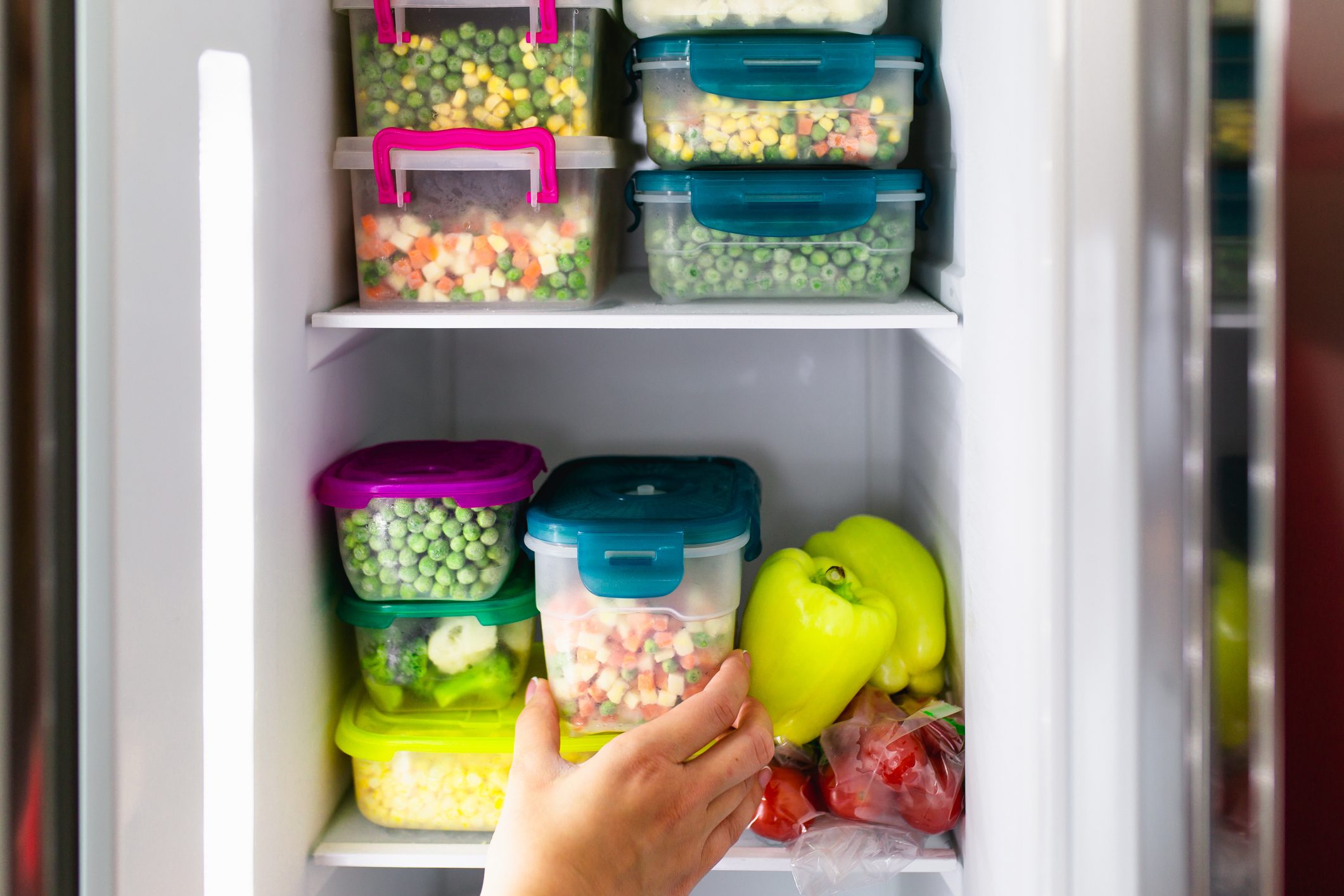 frozen foods in freezer