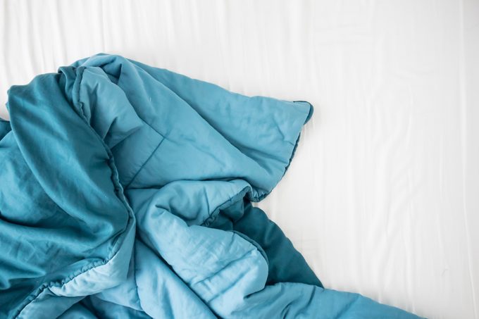 blanket on bed