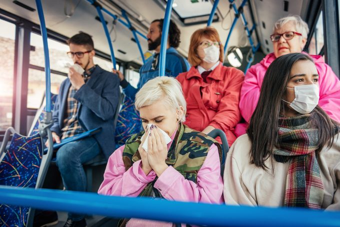 sick contagious people on bus