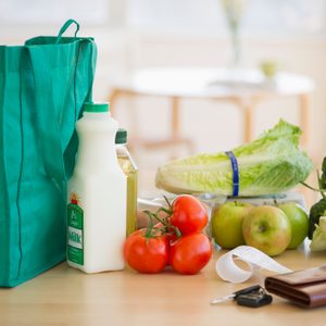 fresh groceries and produce on counter