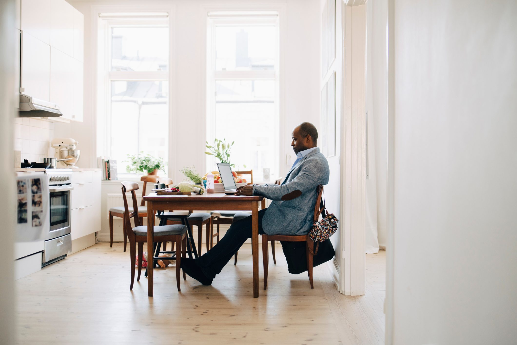 man working at home