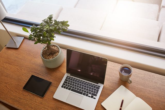 home workspace desk with laptop